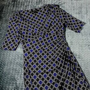 Lauren Ralph Lauren Faux Wrap‎ Dress Women 6 Black V Neck Half Sleeve Stretch